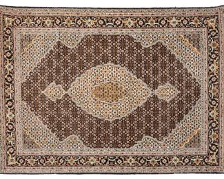 Lot 1279 Persian Tabriz Hand Woven Silk and Wool Oriental Rug, Ca. 1970, H 4' 3" W 3' 4"