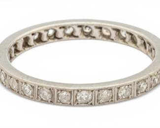 Lot 13 14k White Gold and Natural Diamond Eternity Ring 7.25 1.9 g