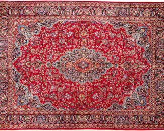 Lot 1237 Indo Persian Kashan Design Hand Woven Wool Oriental Rug, Ca. 1950-1970, H 12' 8" W 9' 6"