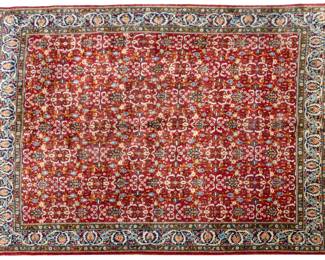 Lot 1253 Turkish Hereke Hand Woven Wool Oriental Rug, Ca. 1960-1980, W 12' L 9' 3"