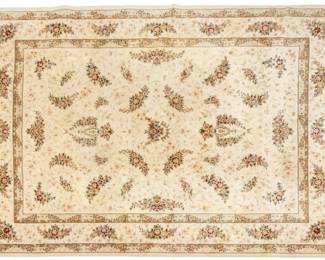 Lot 1239 Indian Hand Woven French Savonnerie Design Wool Oriental Rug, Ca. 1980, W 11' 5" L 8' 4"