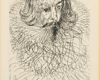 Lot 1050 After Salvador Dali (Spanish, 1904-1989) Etching on Wove Paper 'Portrait of Miguel De Cervantes', H 7" W 5"