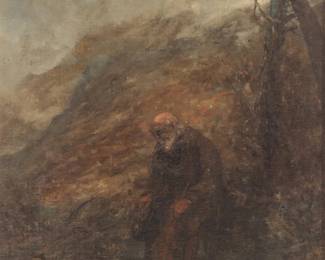 Lot 1015 Robert Hopkin (American, 1832-1909) Oil on Canvas, 19th C., 'Monk at the Water's Edge', H 24" W 18"
