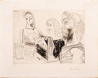 Lot 1043 Pablo Picasso (Spanish, 1881-1973) Drypoint with Aquatint on Wove Paper 1968, 'Homme En Gilet Songeant Aux Amours D'un Mousquetaire (From Séries 347)'