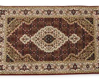 Lot 1287 Indo Tabriz Hand Woven Wool Oriental Rug, Ca. 1980, W 4' L 2' 6"