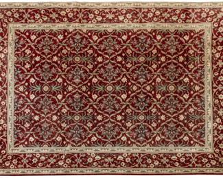 Lot 1249 Indo Persian Hand Woven Wool Oriental Rug, Burgundy Ground W 9' 2" L 11' 7"