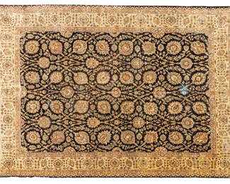 Lot 1256 Indo Tabriz Hand Woven Wool Oriental Rug, Ca. 1980-90, W 11' 10" L 9'