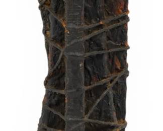 Lot 1026 Gilda Snowden (American, 1954-2014) Acrylic Encaustic, and Twine on Wood Wall Sculpture, 1982, 'Untitled', H 28" W 6.5" Depth 4"