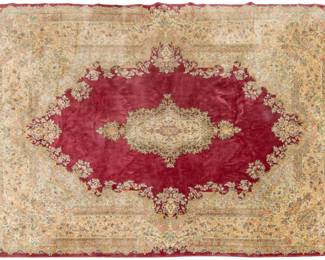 Lot 1255 Persian Kerman Hand Woven Oriental Rug, Ca. 1950, W 11' 10" L 8' 8"
