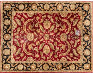 Lot 1274 Indian Agra Hand Woven Wool Oriental Rug, Ca. 1980-90, W 9' 6" L 7' 8"