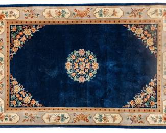 Lot 1281 Chinese Hand Woven and Sculpted Wool Oriental Rug, Ca. 1980, W 6' 1" L 9' 10"