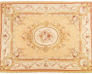 Lot 1252 French Hand Loomed Aubusson Carpet, Ca. 1900, W 7' 4" L 9' 2"