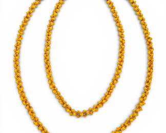 Lot 69 14K Yellow Gold Pikul Flower Link Necklace L 36" 91.15 g 1 PC