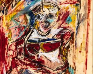 Lot 1027 Willem De Kooning (American/Dutch, 1904-1997) Oil, Pastel, Ink, Gouache and Watercolor on Paper, Ca. 1950-60, 'Untitled (Woman)', H 24" W 19"