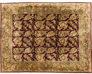 Lot 1277 Indian Agra Hand Woven Wool Oriental Rug, Ca. 1990, W 9' 7" L 7' 11"