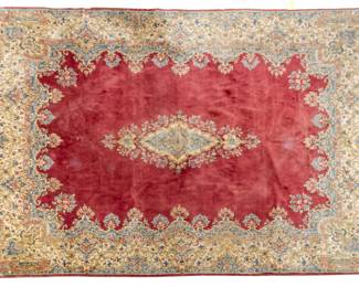 Lot 1247 Persian Kerman Hand Woven Oriental Rug, Ca. 1950, H 11' 10" W 8' 9"