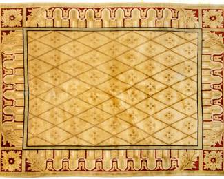 Lot 1266 Tibetan William Morris Design Hand Woven and Sculpted Wool Area Rug, Ca. 1990, W 9' 10" L 7' 8"