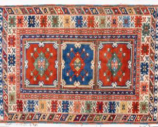 Lot 1284 Pakistani Kazak Design Handwoven Wool Rug, 1980-1990, W 4' 6" L 6' 5"