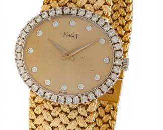 Lot 50 Piaget (Swiss) 18k Yellow Gold and Natural Diamond Cocktail Watch L 6" 64 g