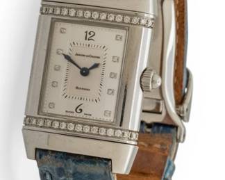 Lot 52 Jaeger-Lecoultre (French-Swiss) Reverso Stainless Steel and Natural Diamond Wrist Watch