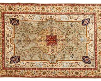 Lot 1236 Persian Kashan Design Hand Woven Wool Oriental Rug, Ca. 1970-1980, W 10' 11" L 7' 9"