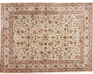 Lot 1254 Indo Tabriz Hand Woven Wool Oriental Rug, Ca. 1980, W 9' 10" L 7' 9"