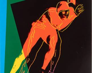 Lot 1033 Andy Warhol (American, 1928-1987) Screenprint in Colors, on Arches 88 Paper 'Speed Skater, from Art and Sports Portfolio', H 33.5" W 24.4"