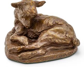 Lot 1023 Marshall Maynard Fredericks (American, 1908-1998) Bronze Sculpture Mid 20th C., 'Lamb, Siesta (Reclining Lamb)', H 4.25" W 7.25" Depth 6"