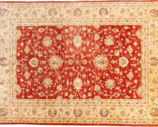 Lot 1263 Turkish Oushak Design Hand Woven Wool Oriental Rug, Ca. 1980, W 10' 8" L 7' 11"
