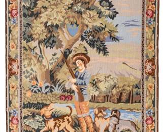 Lot 1283 Aubusson Style Machine Woven Pictorial Tapestry, Ca. Late 20th C., W 7' 10" L 4' 10"