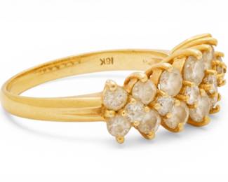 Lot 20 18k Yellow Gold and Natural Diamond Ring Size 7.75 4.4 g