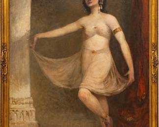 Lot 1020 Douglas Arthur Teed (American, 1863-1929) Oil on Canvas, Ca. 1921, 'Harem Dancer,', H 57" W 44"