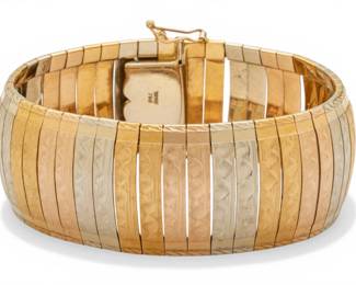 Lot 24 Italian Tri-Gold 750, 18K Bracelet L 7.5" 53 g