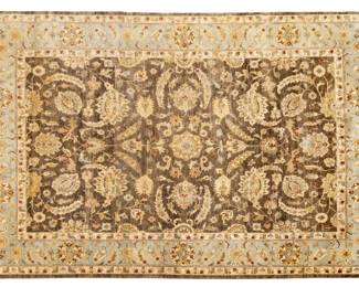 Lot 1258 Indo Oushak Style Hand Woven Wool Carpet, Ca. 1980, H 11' 9" W 8' 9"