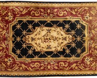 Lot 1275 Indian Agra Aubusson Style Hand Woven Oriental Rug, Ca. 1990, W 8' 10" L 6'
