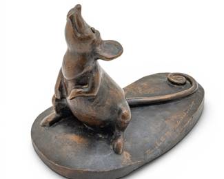 Lot 1022 Marshall Maynard Fredericks (American, 1908-1998) Bronze Sculpture, Ca. 1960, 'Lion and Mouse, Mouse', H 5" W 3.5" L 6.2"