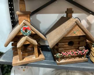 Log cabin bird houses