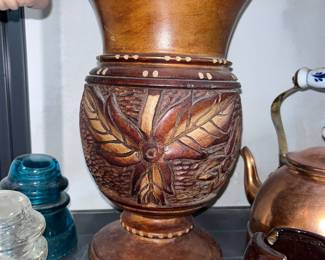 Wooden carved vase