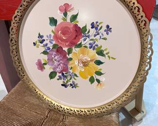Painted floral tray 