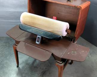 Ironrite Electric Ironer In Wooden Rolling Cabinet, Model 88, Approx 37" x 32" x 20", Powers On 