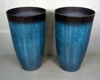 Glazed Plastic Planter Pots, 24" Tall, Qty 2, New In Box