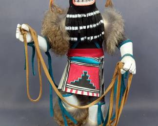 Whipper Kachina Figure, By E.L. Sedona AZ 9/96, 10" Tall