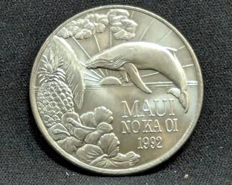 Maui One Trade Dollar Coins, 1992 "Whale" And 1994 "Dolphin" Qty 2 