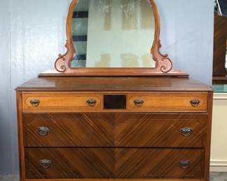 Gettysburg Furniture Company Three Drawer Dresser, 36" x 49" x 22", Pattern 86 And Framed Mirror, 39" x 47"