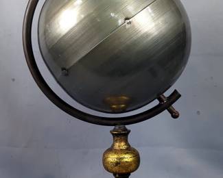 Mapless Globe Style Aluminum Orb On Tilted Axis Stand, 23" Tall