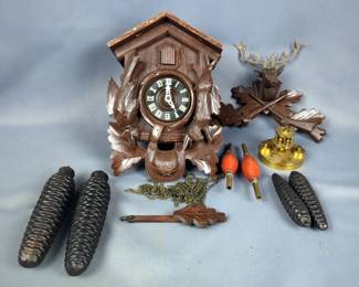 German Regula Black Forest Cuckoo Clock With Dimensional Stag And Weights