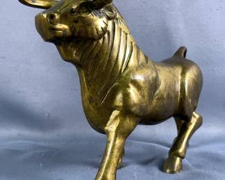 Brass Bull Figurine, 7" x 10" x 3"