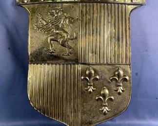 Metal Coat Of Arms Shield Wall Hanging, Approx 22" x 20"