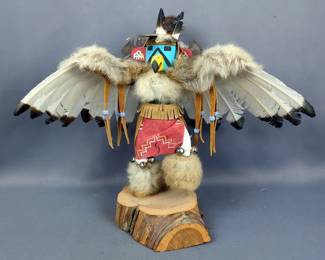 Navajo Kachina Eagle Dancer Figure, Signed Shirley Thomas 1-31-99, 13" Tall