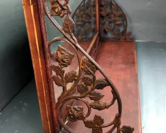 Wall Mounted Curio Display Shelf With Framed Mirror Back, 19" x 45" x 10.5" 